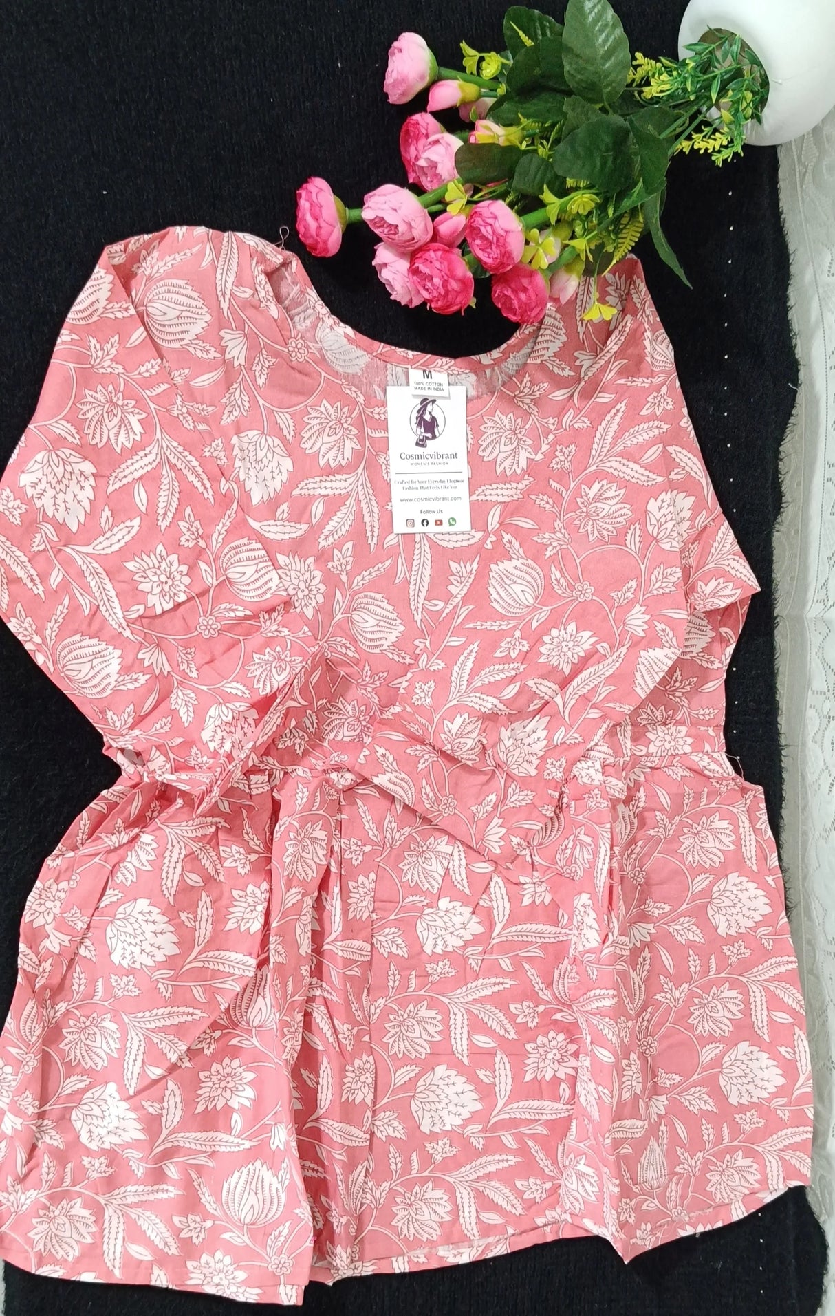 Orange Cotton Printed Short Kurti for Women & Girls – Stylish Ethnic Wear