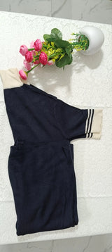 Women’s Black Knit Jacket – Contrast Collar & Striped Sleeve Cardigan