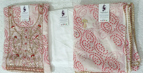 Set of three embroidered scarves with floral patterns on a white background