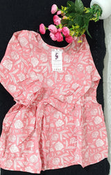 Orange Cotton Printed Short Kurti for Women & Girls – Stylish Ethnic Wear